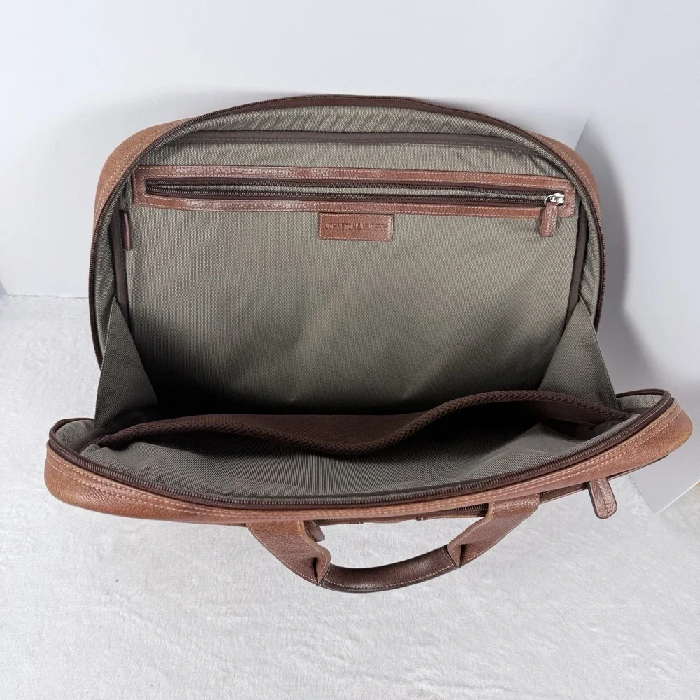 Johnston & Murphy Brown Leather Laptop Briefcase Business Travel Bag